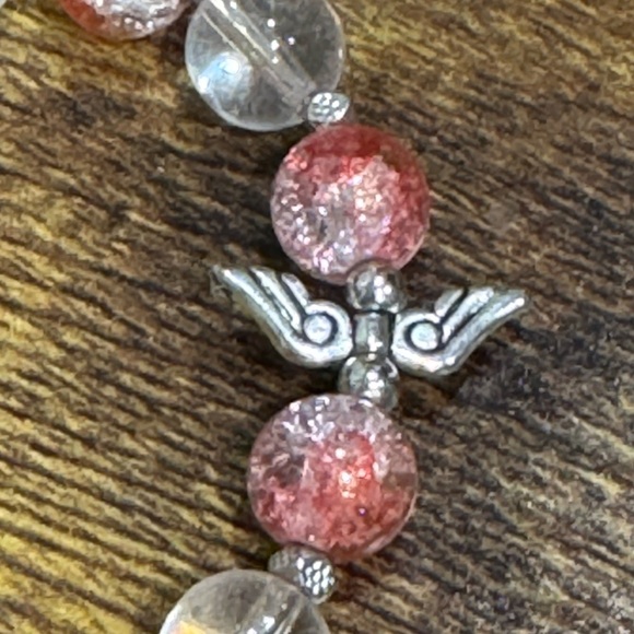 Silver and Pink Beaded Bracelet - Picture 3 of 4